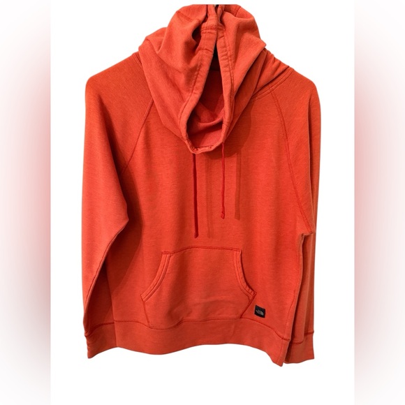 The North Face Other - The North Face Cowl Neck Pullover Hoodie Coral Orange Kangaroo Pocket S/M